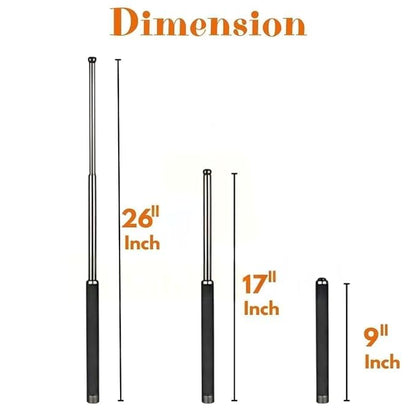 Stainless Steel Self-Defense Foldable Pointer & Safety Hiking Stick | Compact, Extendable Wand with Comfortable Grip & Nylon Bag | Ideal for Car, Office, Indoor & Outdoor Use