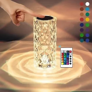 Crystal Diamond Table Lamp with Remote Control – Rechargeable Touch LED Night Light for Bedroom, Living Room & Romantic Decor – Multicolor Ambient Lighting for Parties, Gifts, and Home Interior Accents